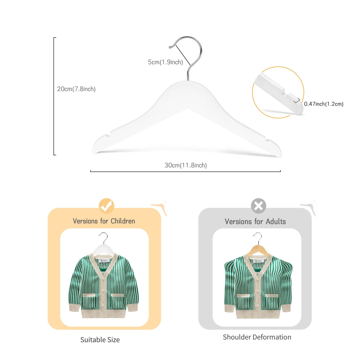 Nature Smile smooth surface wooden hangers protect fabrics from snags and wear.