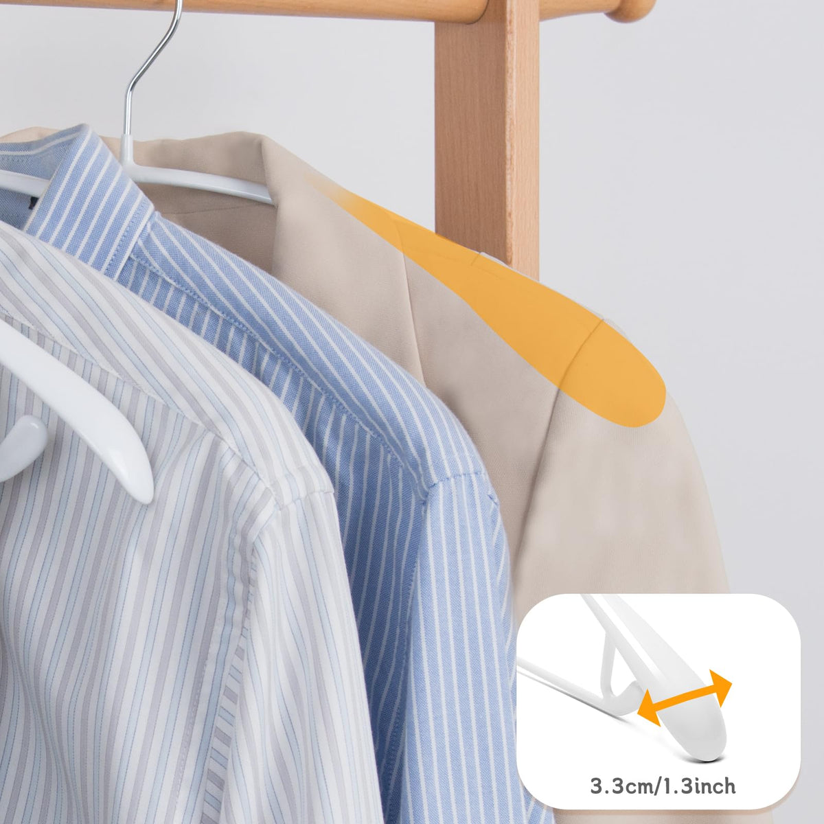 Nature Smile sweater hangers with broad shoulders to maintain shape