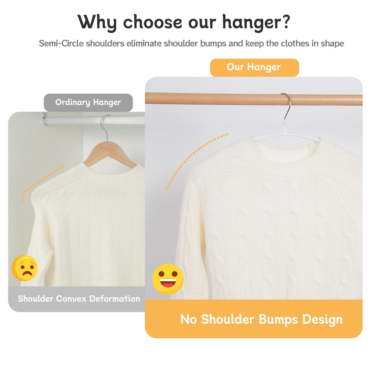 Nature Smile white color hangers in a pack for clean closet look