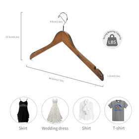Nature Smile wooden hanger with contoured shoulders preserves garment shape