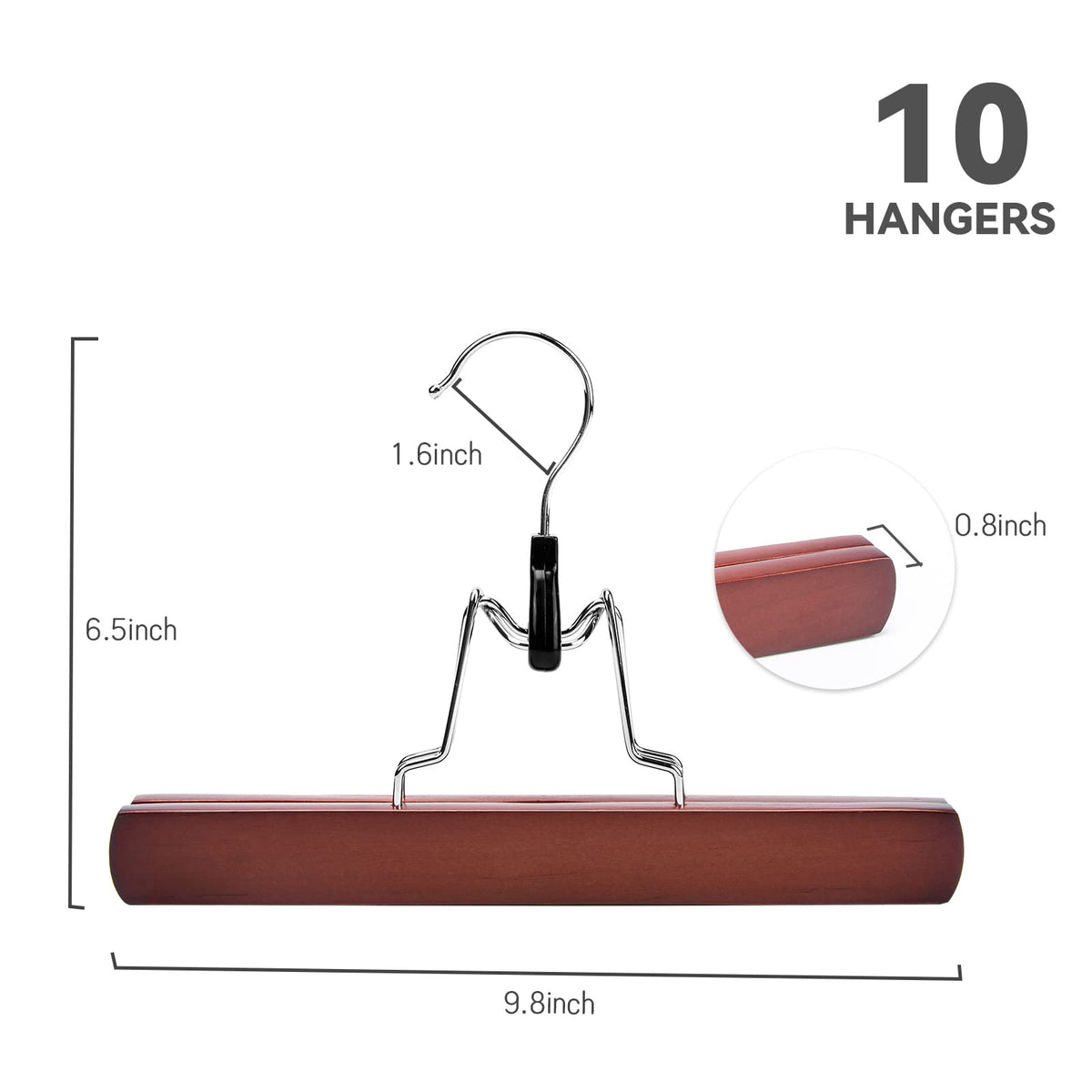 Nature Smile wooden hangers with non-slip bars securely hold garments and prevent slipping.