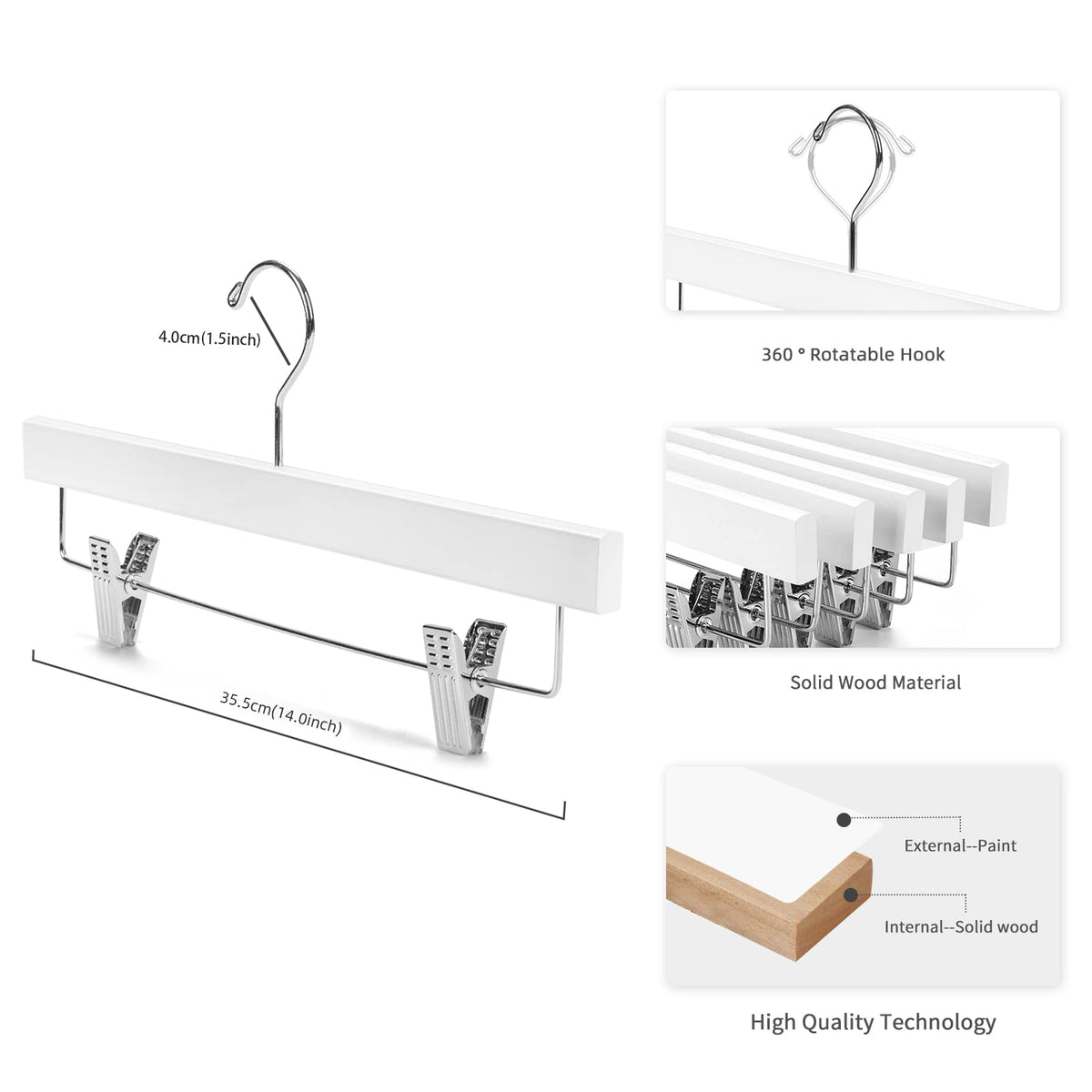 Nature Smile wooden hangers with cushioned clips protect fabrics and prevent slipping.