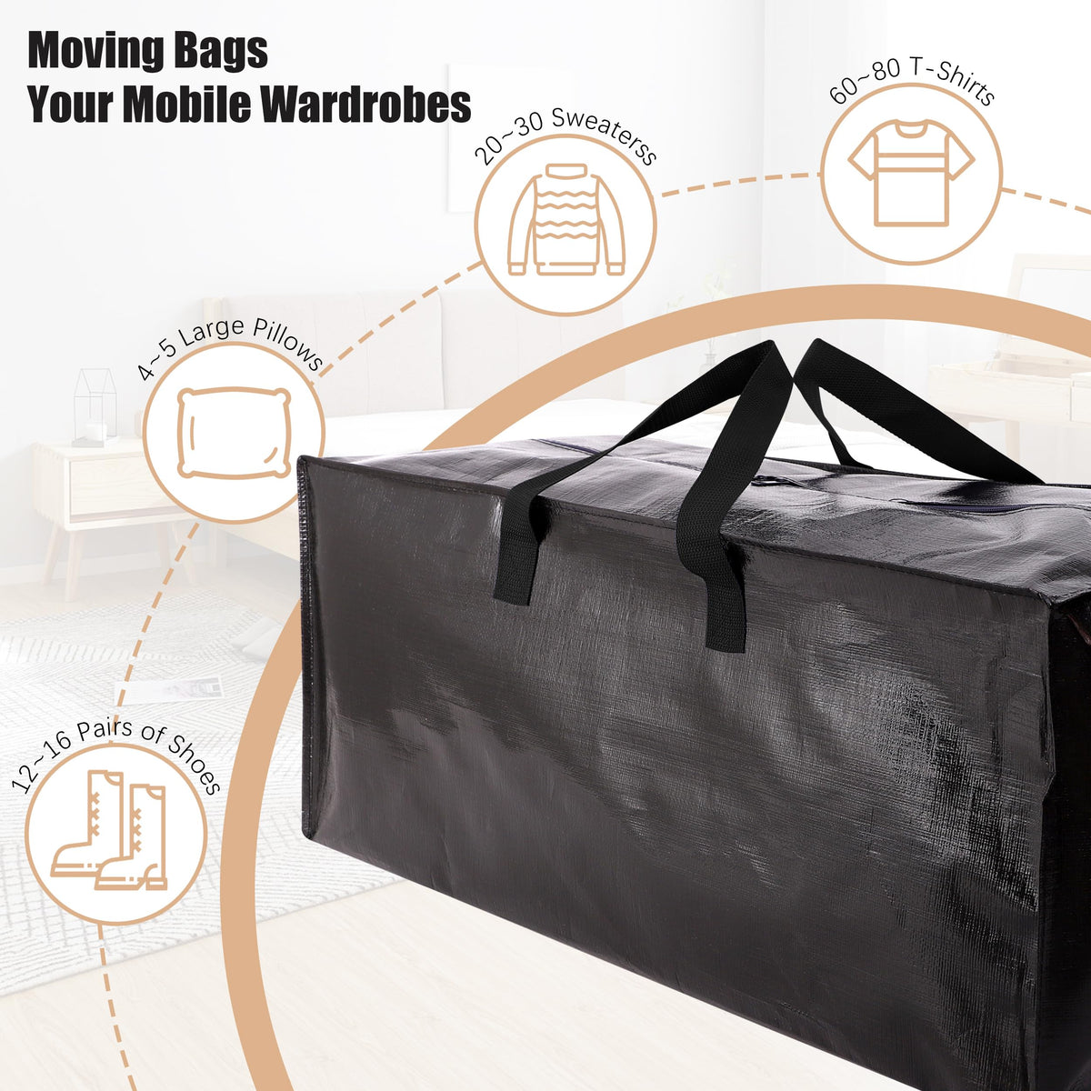 NATURELUX foldable moving bag saves space when not in use