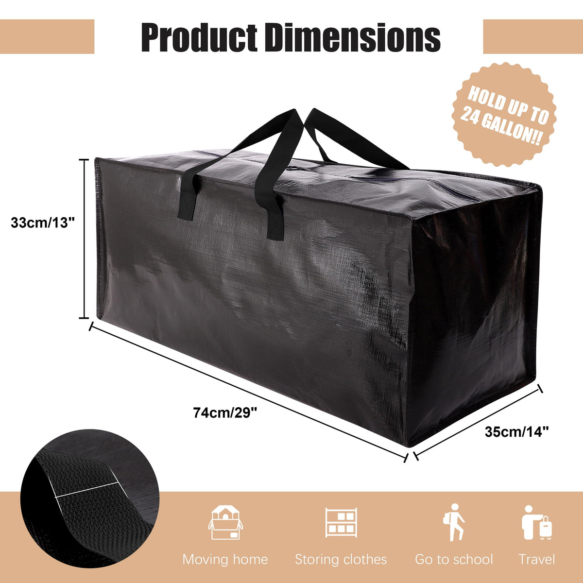 NatureLux moving bags showing strong handles for secure lifting.