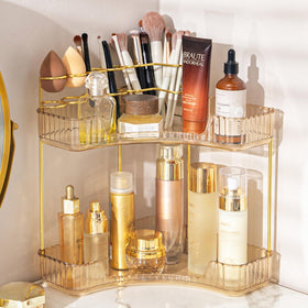 NATURE'S SOURCE makeup organizer in corner setup for clutter-free vanity