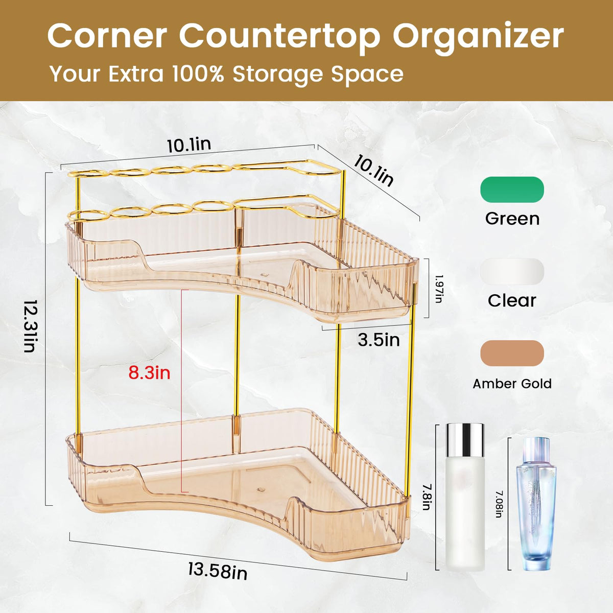 NATURE'S SOURCE sturdy acrylic organizer withstands daily use and reduces countertop clutter