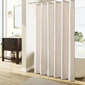 Naturoom linen curtain close-up highlights speckled texture and soft touch