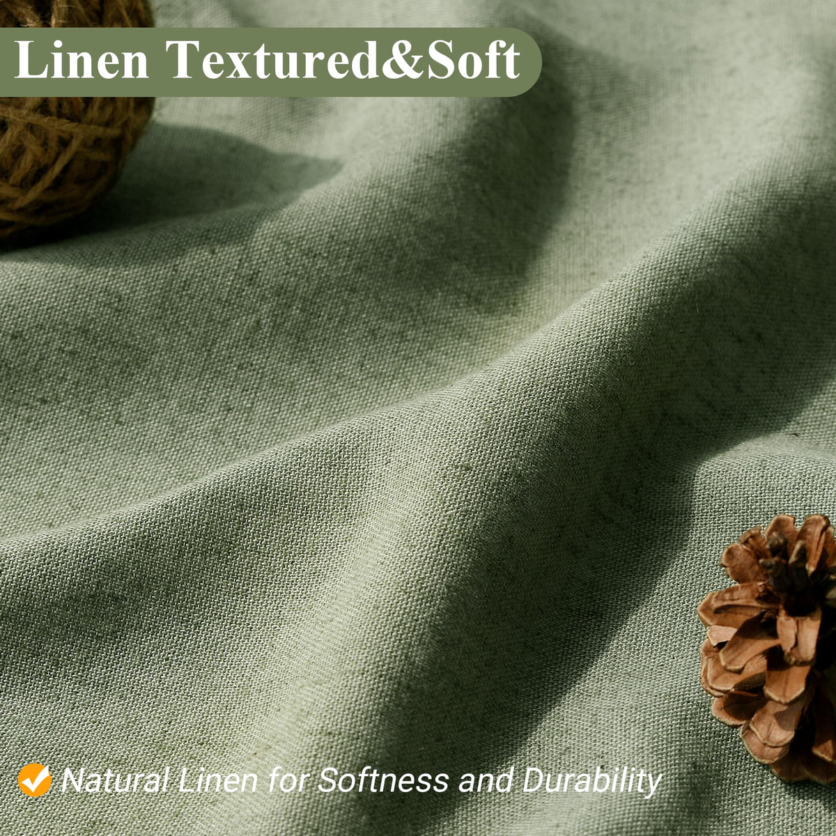Naturoom Sage Green curtain features a weighted hem to stay in place during showers.