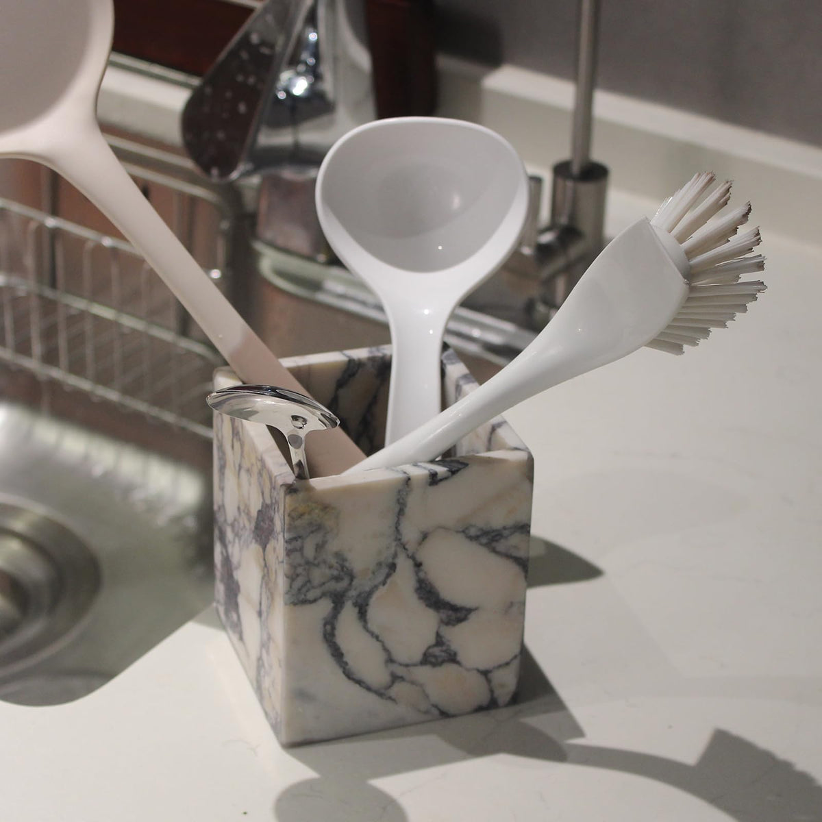 Natust Calacatta Viola countertop accessory adds luxury to daily routines