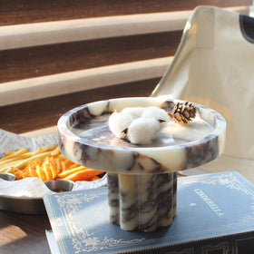 Natust easy-clean marble tray stays pristine with a damp cloth.