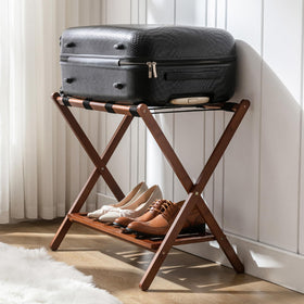 Natuvite luggage rack chestnut brown finish adds warm decor