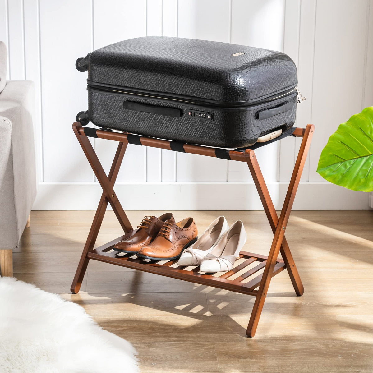 Natuvite luggage rack easy fold and store under bed