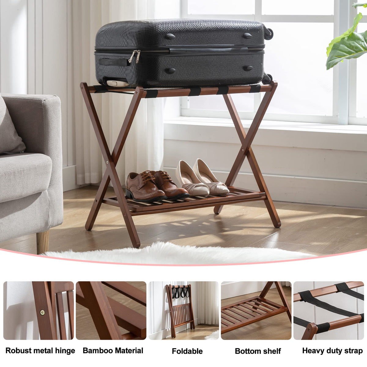 Natuvite two-tier storage keeps shoes and bags neatly off the floor.