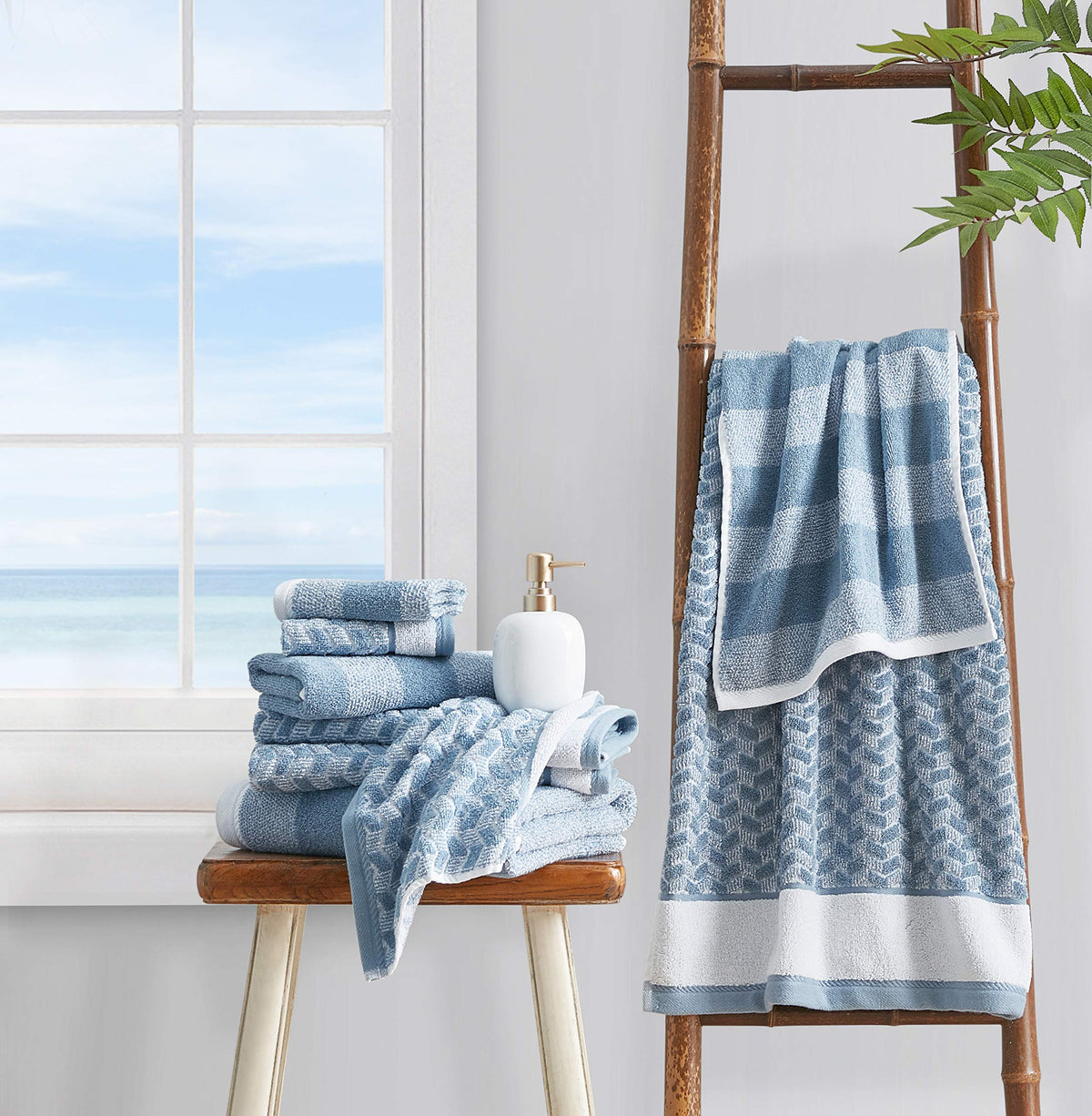 Nautica Oak Lake bath towels quick-dry design in premium cotton.