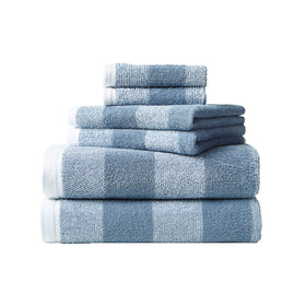 Nautica Oak Lake hand towels striped blue with quick-dry performance.