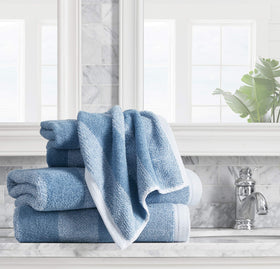 Nautica Oak Lake towel set close-up fabric texture and yarn-dyed color.