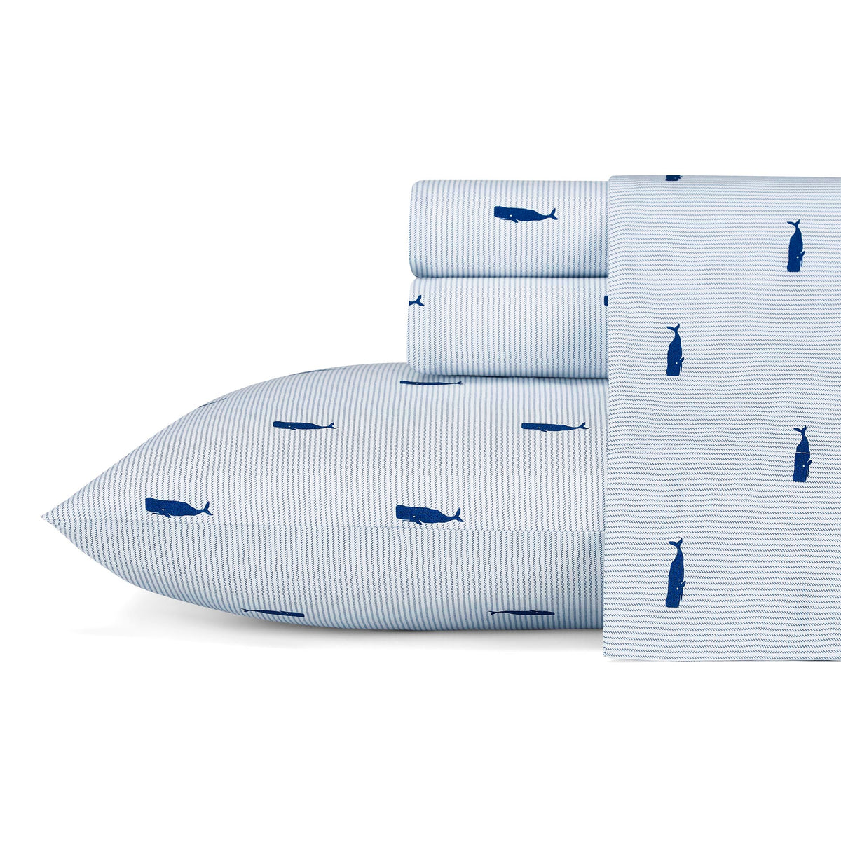 Nautica twin-size sheet set with crisp percale offering breathable, cool comfort.