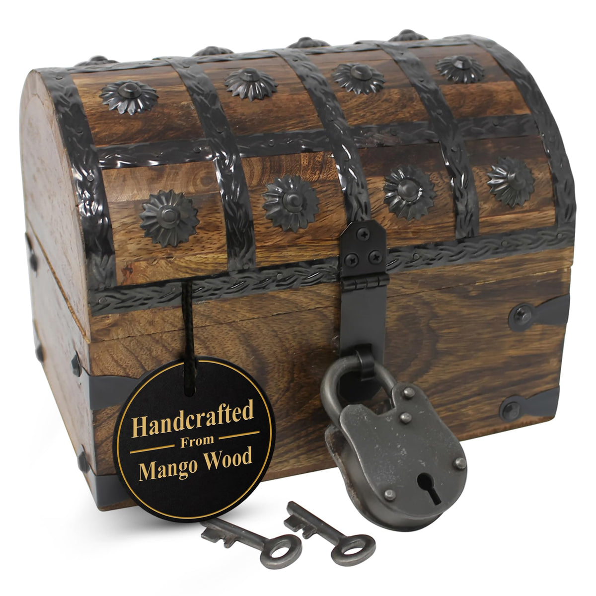 Nautical Cove pirate treasure chest small 8x6 for keepsakes and coins storage