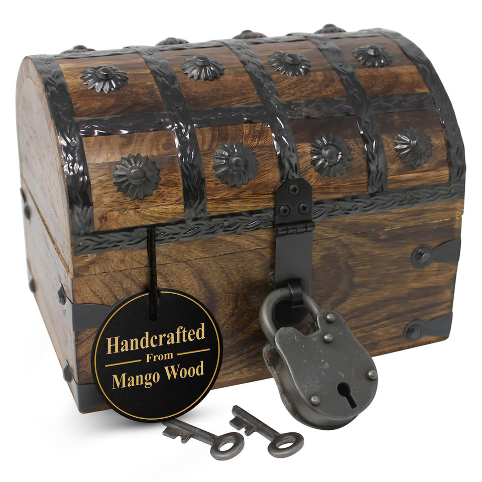 Nautical Cove pirate treasure chest small 8x6 for keepsakes and coins storage