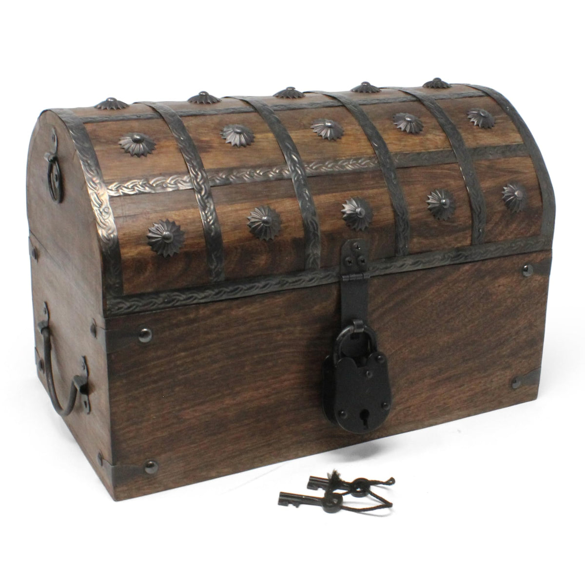 Nautical Cove treasure chest with iron overlay decorative storage for keepsakes