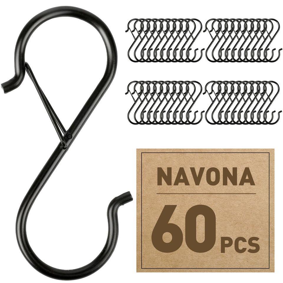 Navona 60-pcs S-hooks safety buckle closeup for secure hanging of heavy items