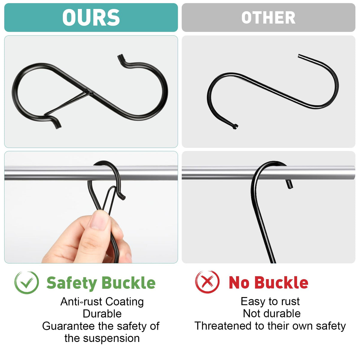 Navona S-hooks outdoors with plants and lanterns for decorative setup