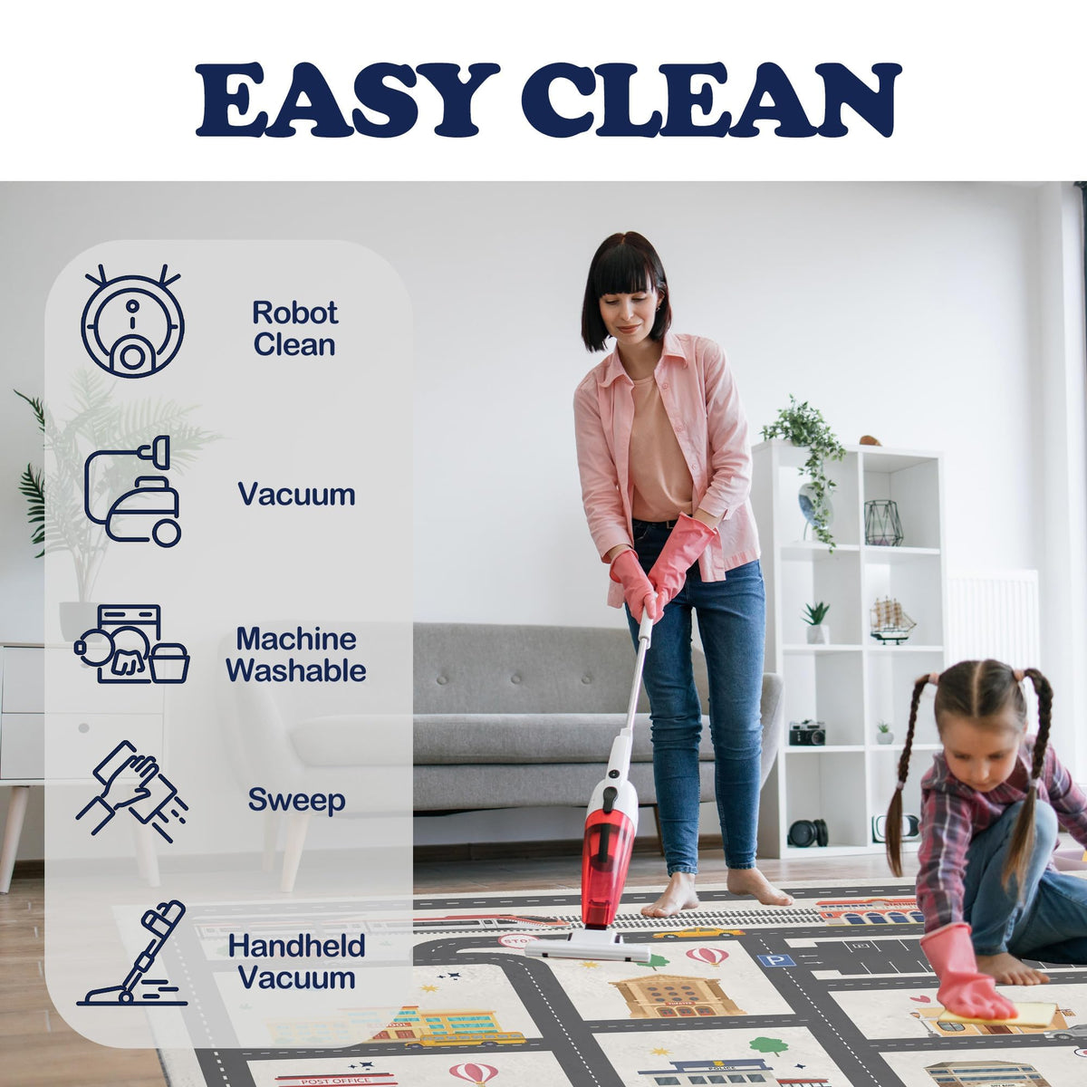 Nayoroom Kids City Road Play Rug bedroom decor idea with easy care and quick cleaning