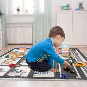 Nayoroom Kids City Road Play Rug playroom setup in a bright space for versatile use