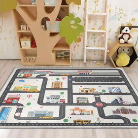 Nayoroom Kids City Road Play Rug soft fiber close-up emphasizes plush texture for crawling