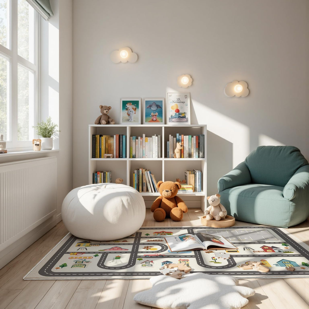 Nayoroom Kids Town Road Play Rug - city map detail for interactive route planning and discovery