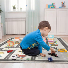 Nayoroom Kids Town Road Play Rug - non-slip back image emphasis on safe, active play