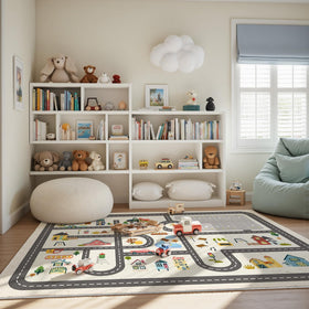 Nayoroom Kids Town Road Play Rug - vehicle scene highlight for dynamic pretend play sessions