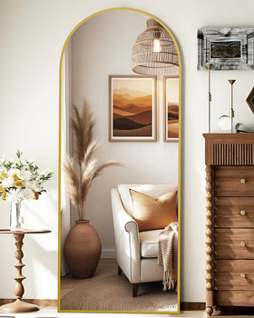 NBGV 59x16 arched-floor-mirror-gold reflects light to brighten any room