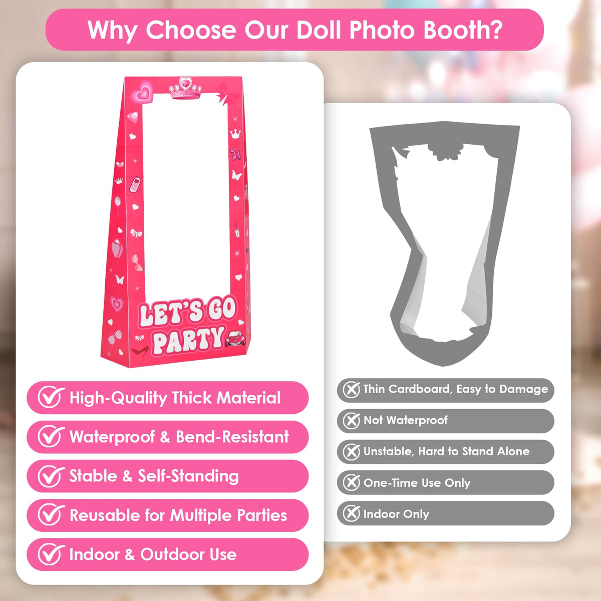 NCPLYGOU durable waterproof photo booth with vivid pink print