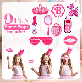 NCPLYGOU pink princess photo props set with 9 pieces for playful moments