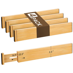 NCUE bamboo drawer divider set of four keeps a wide kitchen drawer organized