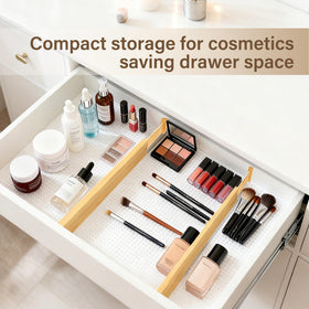 NCUE sustainable bamboo organizer adds natural organization to any drawer.