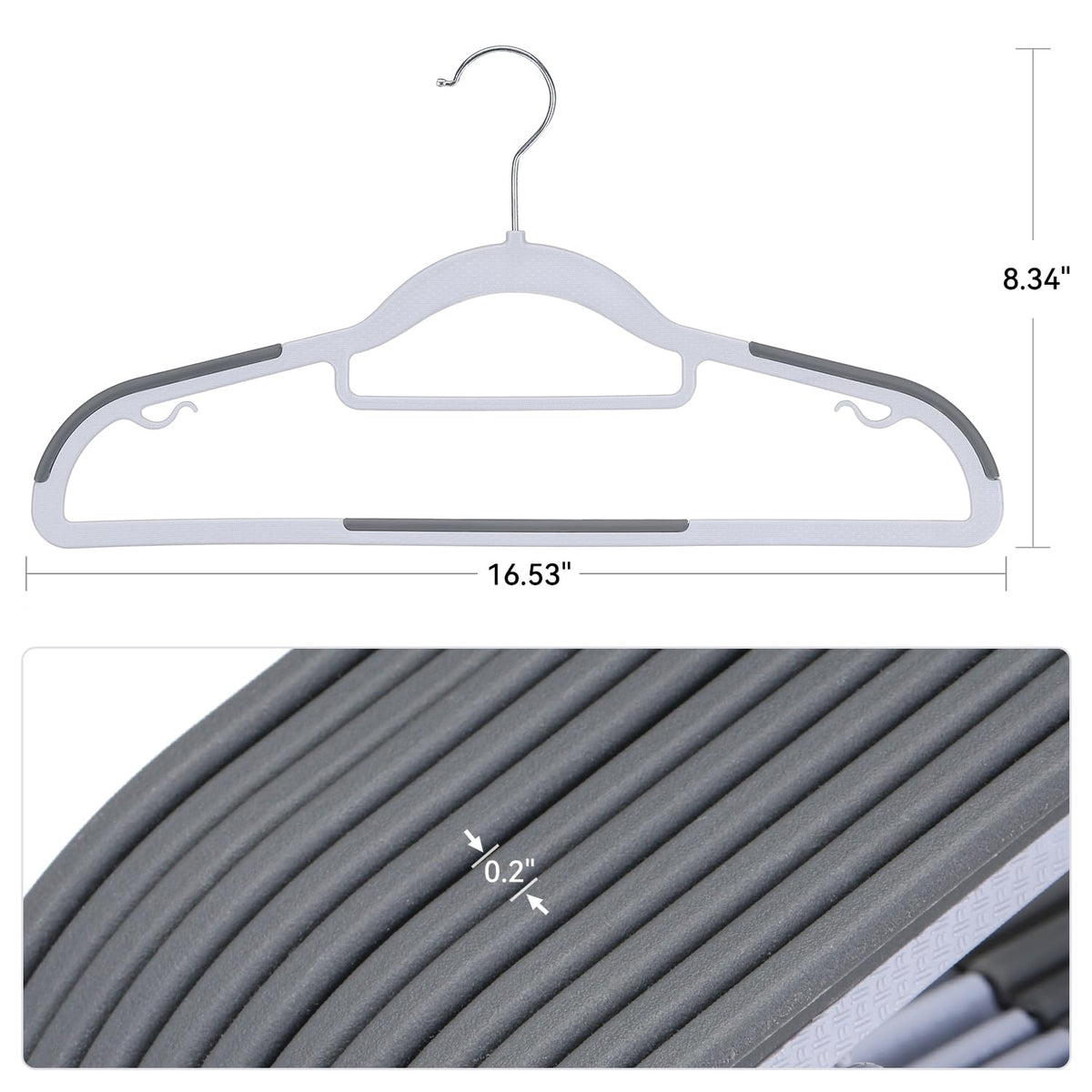 NCXTKJ slim 0.2-inch hangers maximize closet space without bulk.
