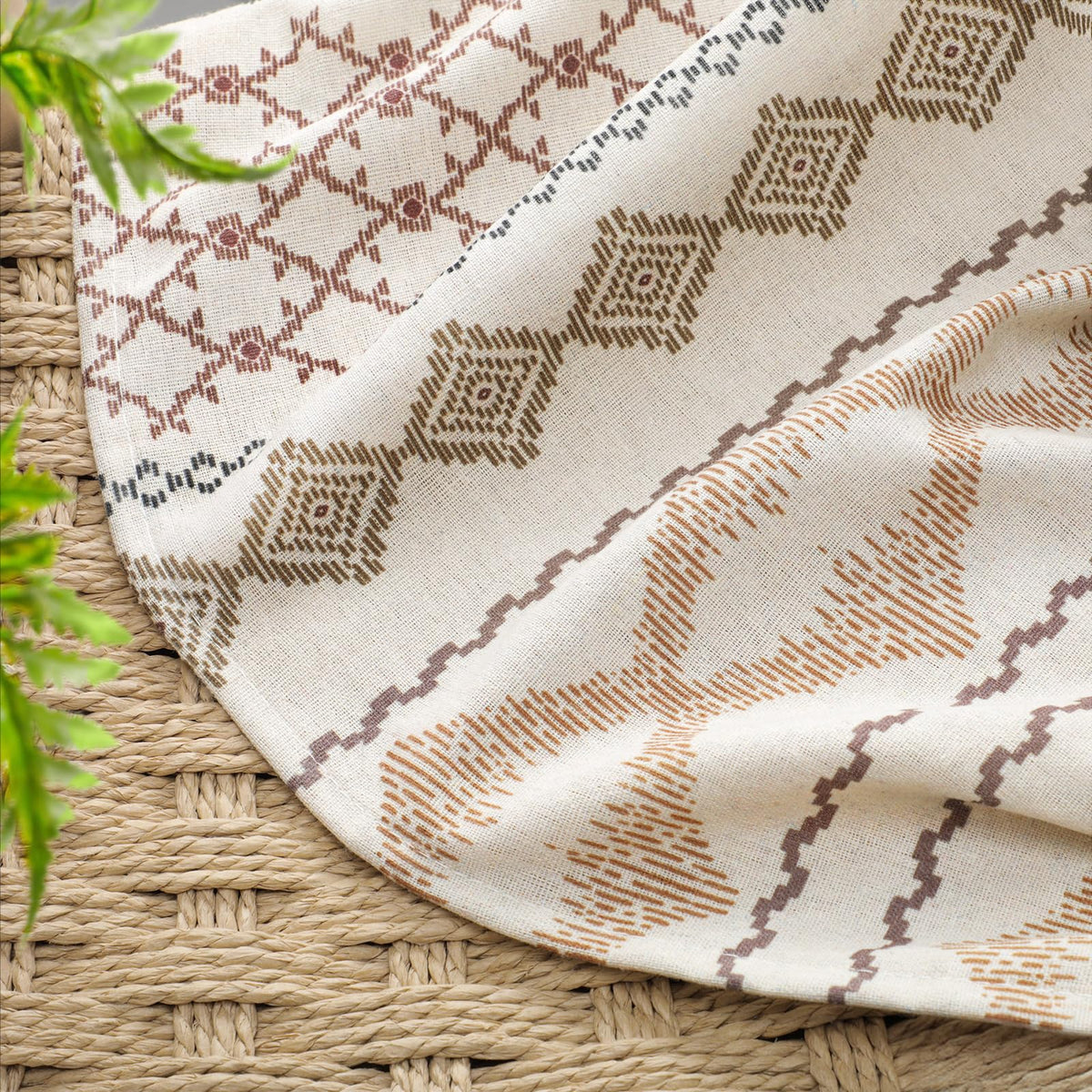 NDDYCU boho-decor style curtain complements modern farmhouse bathroom.