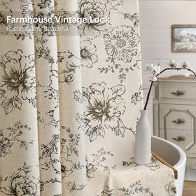 NDDYCU Farmhouse curtain fabric texture close-up shows linen blend quality.