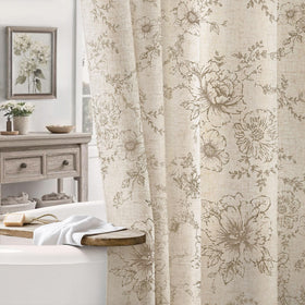 NDDYCU Farmhouse floral linen curtain with bloom print adds rustic charm and inviting warmth