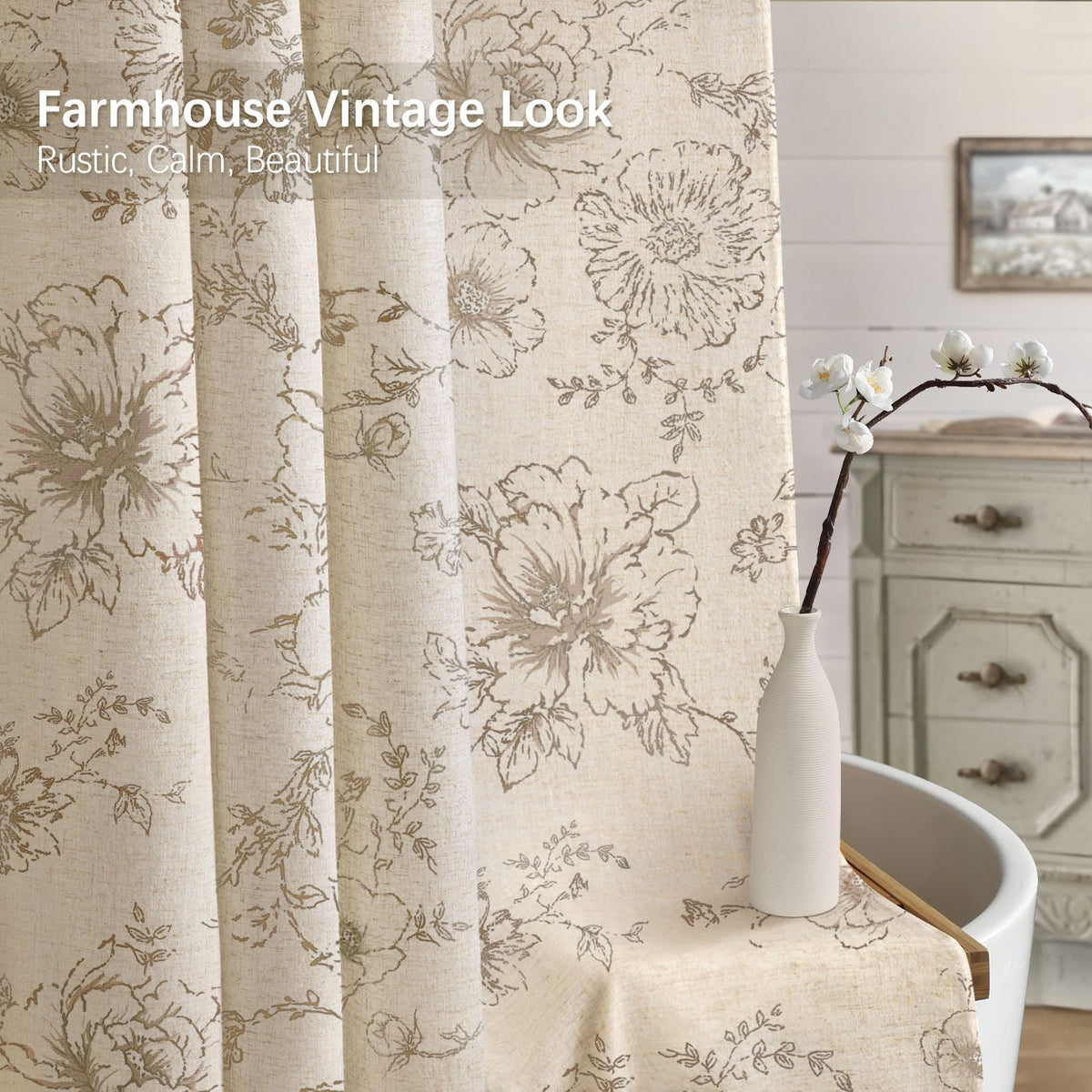 NDDYCU taupe-tone curtain complements rustic or boho bathrooms while filtering light