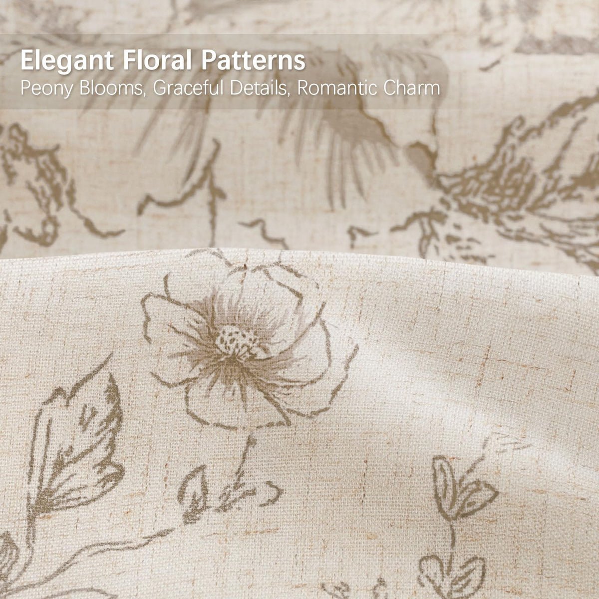 NDDYCU bloom print curtain texture showcases soft linen blend for lasting farmhouse style