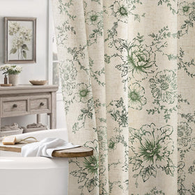 NDDYCU farmhouse floral shower curtain closeup highlighting bloom detail for cozy bathroom privacy