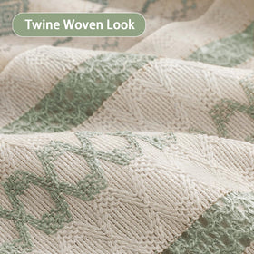 NDDYCU Twine-centered woven detail enhances farmhouse vibe in bath.