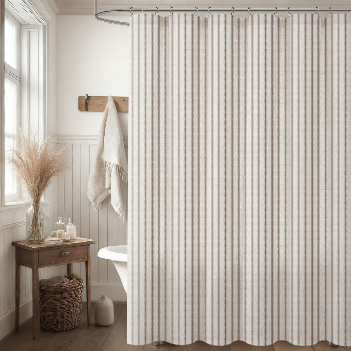 NDDYCU soft-light-filtering-curtain creates a gentle, bright bathroom ambiance.
