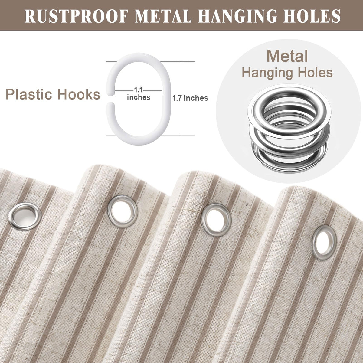 NDDYCU taupe-vintage-tone curtain adds timeless farmhouse elegance to any bath.