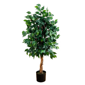 Nearly Natural 4ft triple trunk ficus leaves detailed for lush indoor greenery