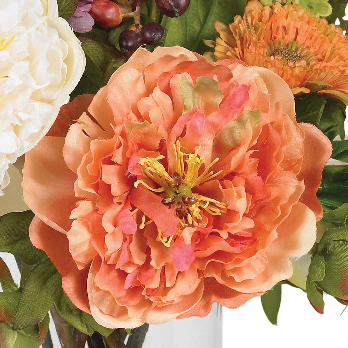 Nearly Natural peony stems bendable for easy reshaping and fuller look.