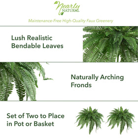 Hanging baskets create dramatic greenery with the ferns.